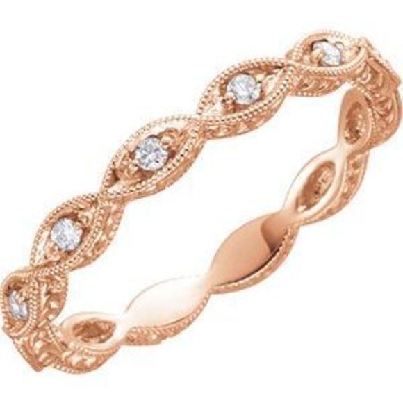 14K Rose Gold 0.13 CTW Natural Diamond Anniversary Band Size 6